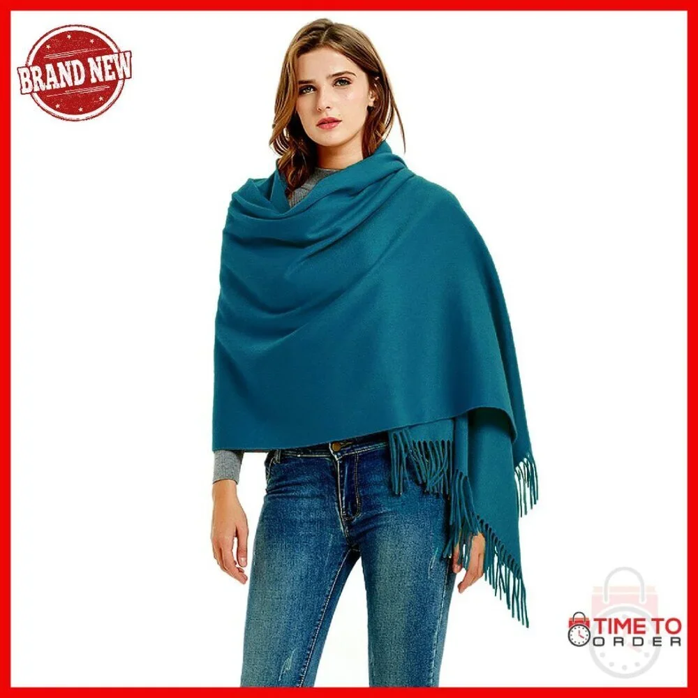 Large Thick Wool Pashmina Shawl Travel Blanket Scarf Winter Wrap